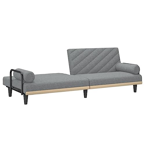 Light Gray Fabric Convertible Sofa Bed with Armrests M2703
