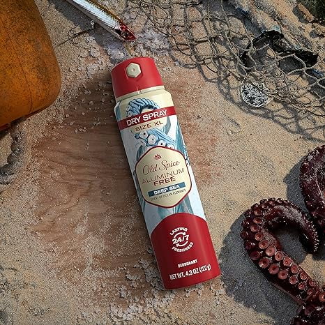 Aluminum Free Deodorant Dry Body Spray, Deep Sea, 4.3oz (Pack of 3) K82811