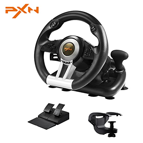 Orange Gaming Racing Wheel with Linear Pedals and Racing Paddles R437655