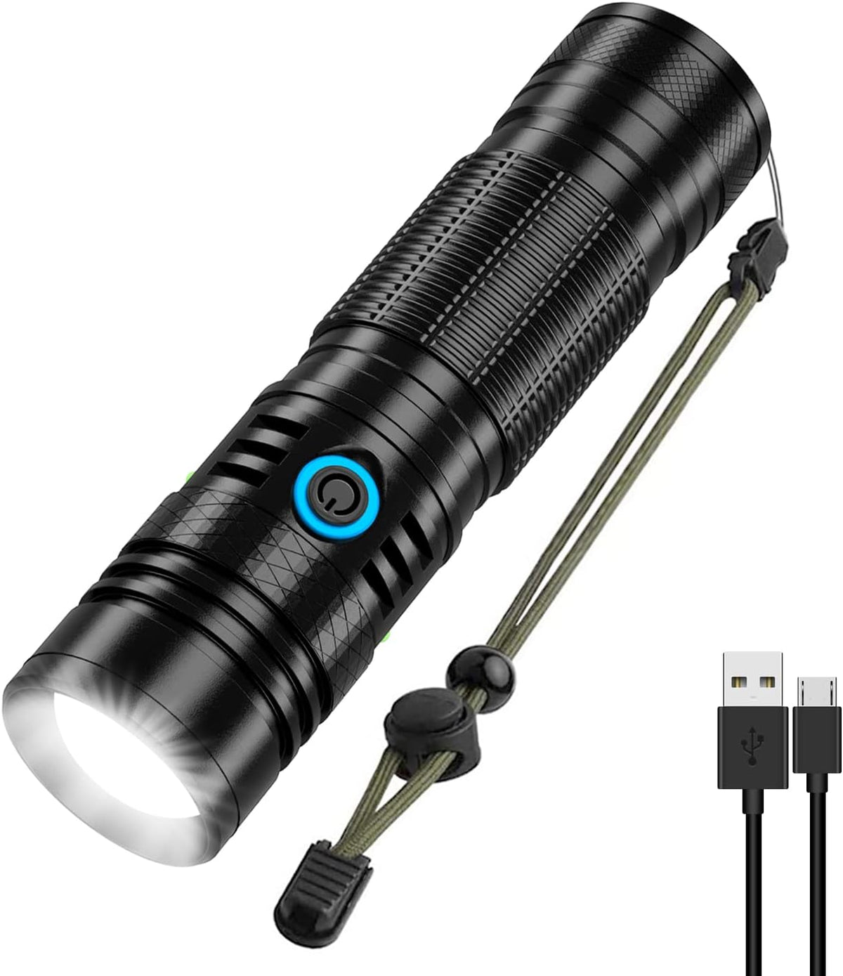 Rechargeable LED Flashlight, 1200 Lumens, 5000mAh Battery, Waterproof, Handheld, Tactical S25805