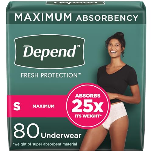 Disposable Maximum Blush Adult Incontinence Underwear for Women, Small, 80 Count C1743
