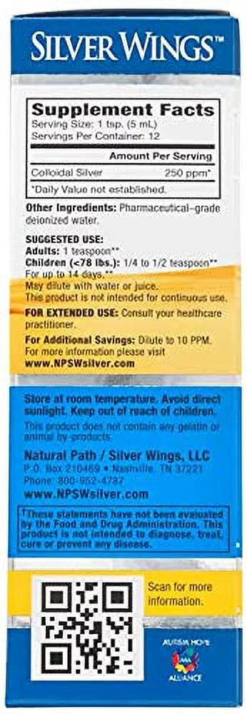 Colloidal Silver Bottle 8Oz 250PPM with Dropper 2Oz N37224