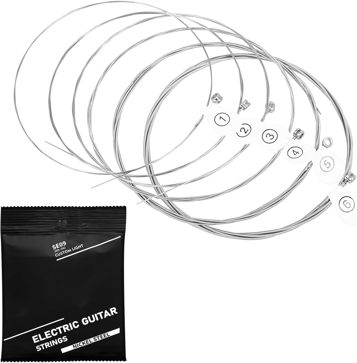 6 Pcs Electric Guitar Strings Nickel Wound .009-.042 Full Set O86748