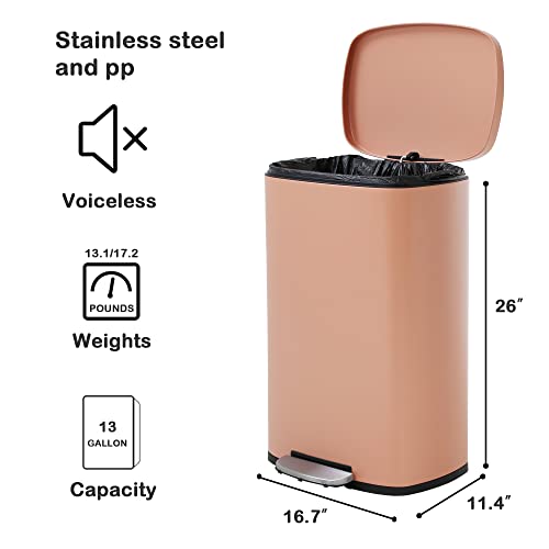 13 Gallon Brushed Stainless Steel Trash Can with Soft-close Lid Q457017
