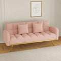 Green Convertible Futon Sofa with 2 Cupholders Adjustable Backrest Q36875