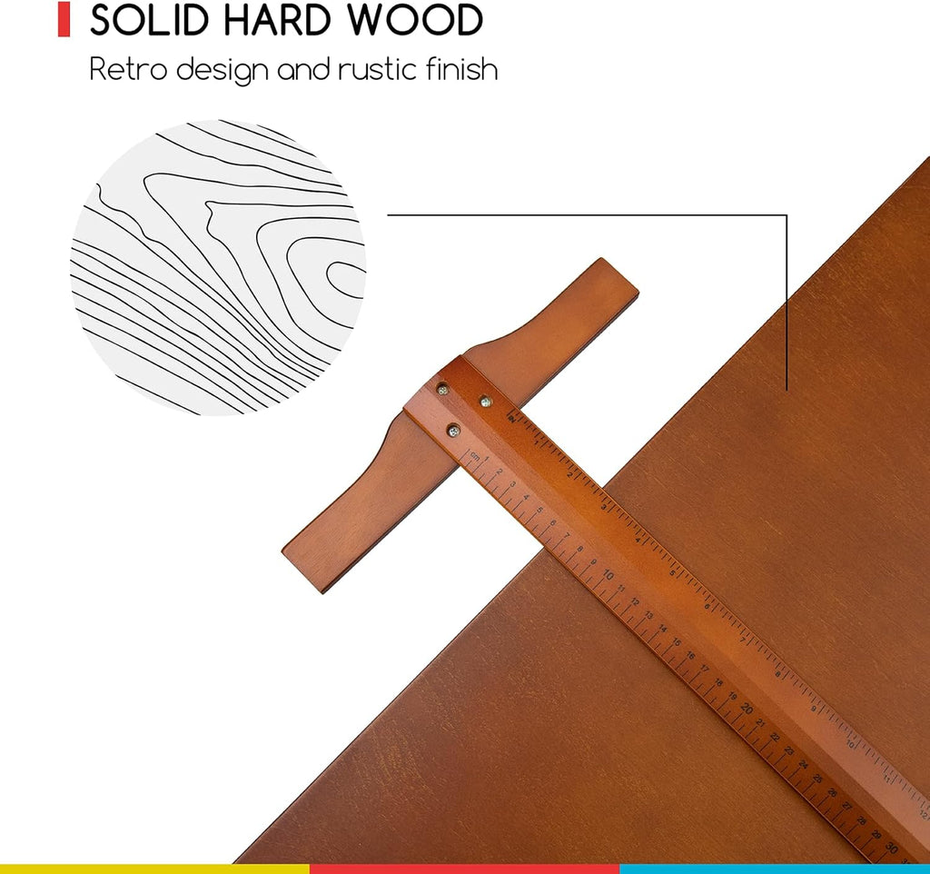 Extra-Large Wood Drafting Table and Wooden Stool K421714