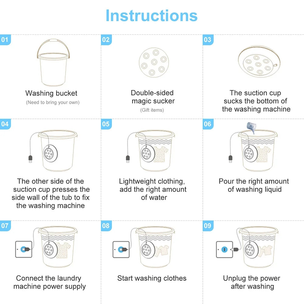 Portable Washing Machine 1 kg Rotating Washer with USB Cable D78927