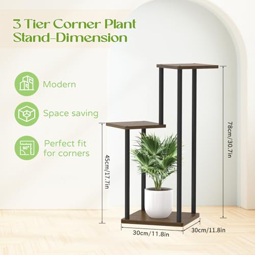 White 6 Tier Metal Wood Plant Stand W278620