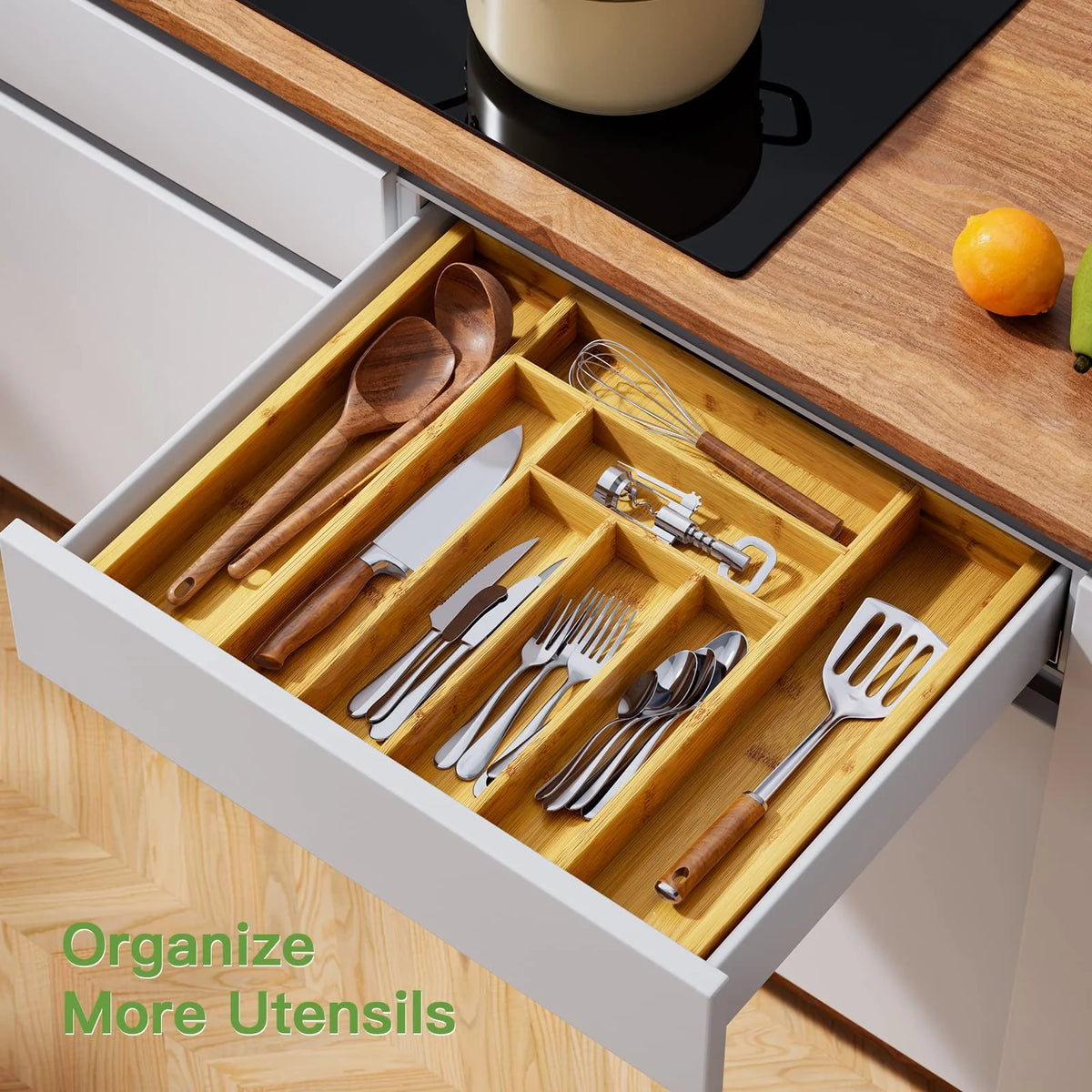 Natural Bamboo Expandable Cutlery Drawer Tray G13192