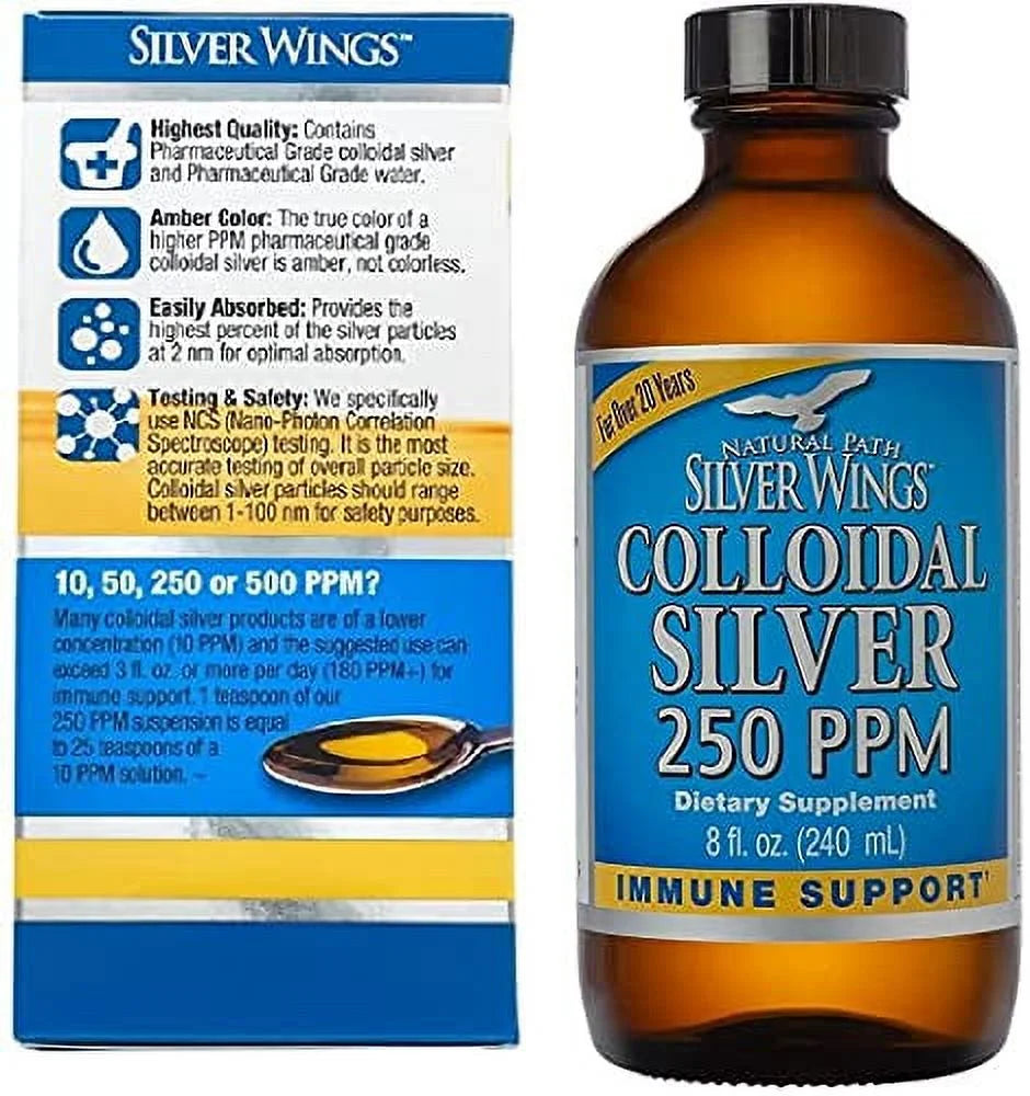 Colloidal Silver Bottle 8Oz 250PPM with Dropper 2Oz N37224