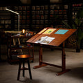 Extra-Large Wood Drafting Table and Wooden Stool K421714