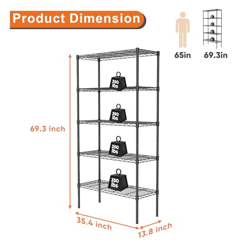 4-Shelf Adjustable Metal Wire Storage Shelving Unit M7011