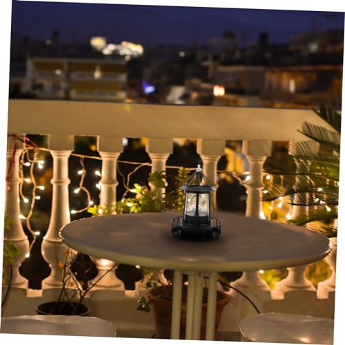 Black Solar Rotating Lighthouse Lawn Ornament D74407