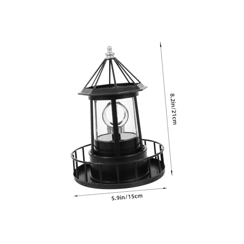 Black Solar Rotating Lighthouse Lawn Ornament D74407
