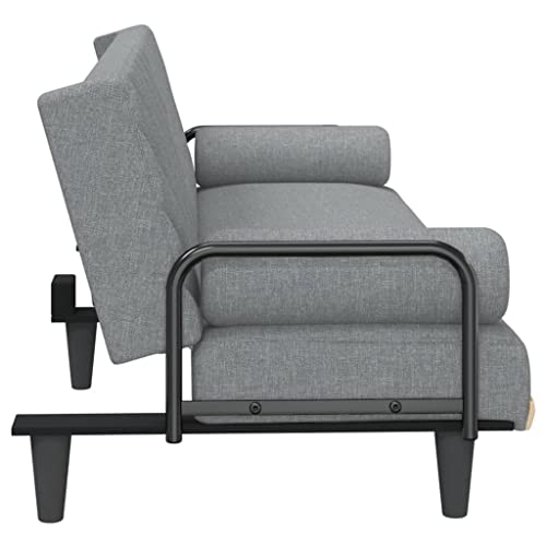 Light Gray Fabric Convertible Sofa Bed with Armrests M2703