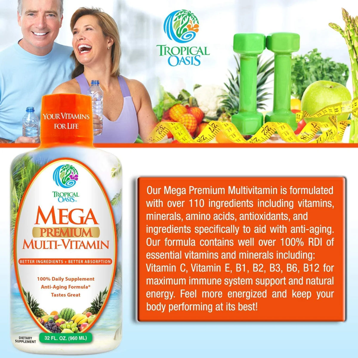 Mega Multi-Vitamin 32 fl oz Liq J20828