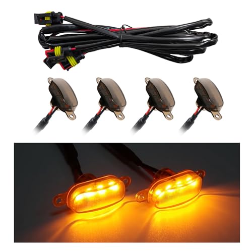 3PCS Amber LED Car Grille Lights with Wiring Harness B1887
