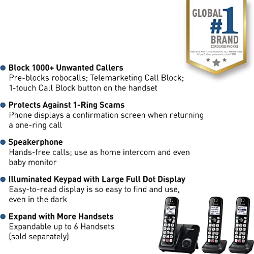 Cordless Phone with 3 Handsets (Black) E7851